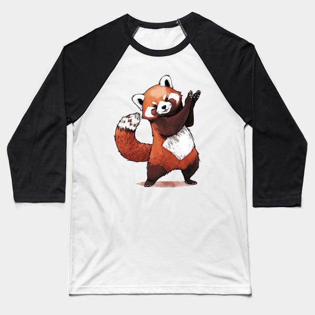 Playful and Adorable Red Panda Baseball T-Shirt by gibah